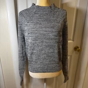 Free People Too Good Ribbed Trim Pullover Sweater in Black Size Small